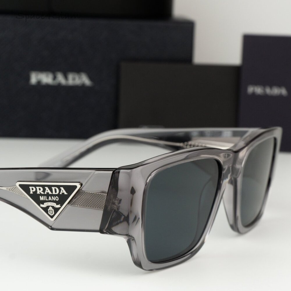 BRAND NEW Prada PR10ZS 16Z70B Transparent Asphalt Grey Square Unisex Sunglasses